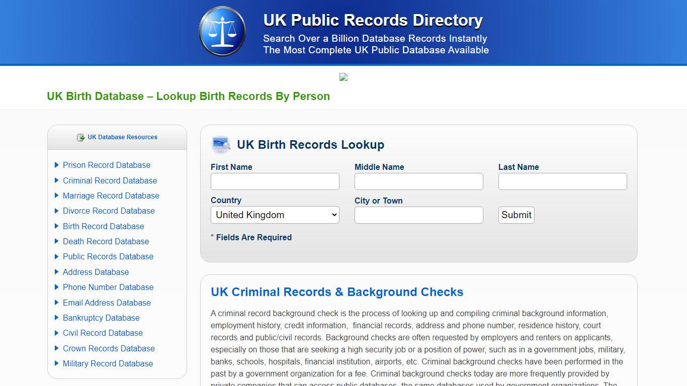 Lookup Birth Records By Person - UK Public Records Directory